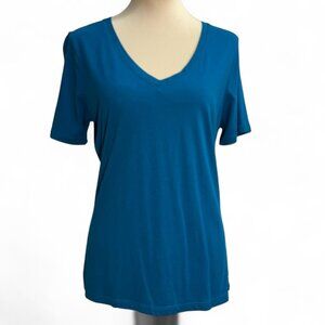 Eddie Bauer Women’s Teal V‑Neck Cotton Modal Top Size XS